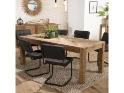 ANDRIAN - Table à Manger Rectangulaire Marron 200x90cm Bois Pin Recyclé -Deco.fr Soldes Boutique table a manger 14694605