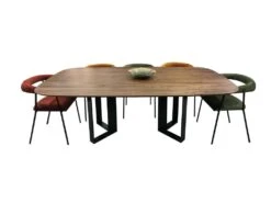 Table Ovale Noyer Naturel Et Métal - 220L X 115P