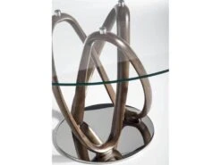 Table De Diner Pietement Courbé Noyer Massif Plateau Verre Trempé Et Piétement Acier -Deco.fr Soldes Boutique table a manger 15465521