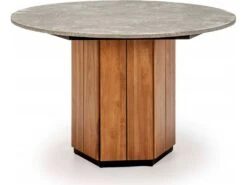 Table De Salle à Manger Bois De Teck/Pierre Naturel/Gris -Deco.fr Soldes Boutique table a manger 15465999