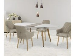 Table à Manger Extensible 160-200 X 90 X 77 Cm - Blanc/Chêne San Remo