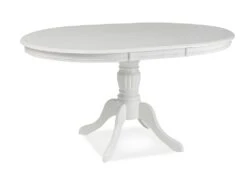 Table à Manger Ovale 106-141 X 106 X 76 Cm - Blanc