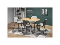 Table à Manger Extensible 120-160 X 80 X 74 Cm - Chêne Doré/Noir -Deco.fr Soldes Boutique table a manger 17563017