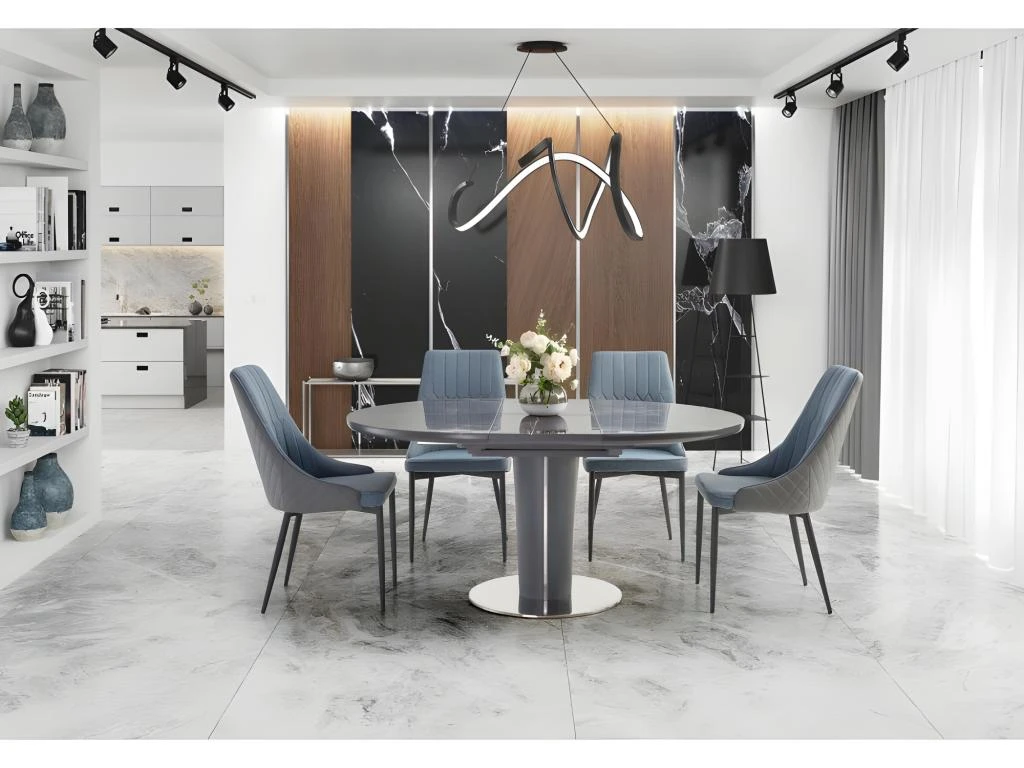 Table à Manger Extensible 120-160 X 120 X 76 Cm - Gris 1 Table à Manger Extensible 120-160 X 120 X 76 Cm - Gris