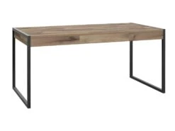 Table 166 Cm 2 Tiroirs Décor Bois Recyclé Et Métal Noir - APACHE