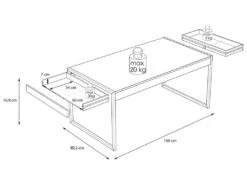 Table 166 Cm 2 Tiroirs Décor Bois Recyclé Et Métal Noir - APACHE -Deco.fr Soldes Boutique table a manger 17568835