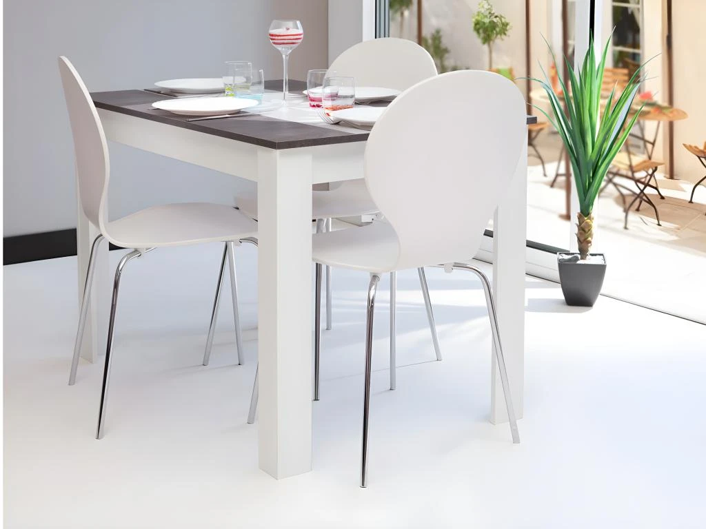 Table à Manger CASSY II - 4 Couverts - Blanc, Plateau Effet Béton 4 Table à Manger CASSY II - 4 Couverts - Blanc, Plateau Effet Béton – Image 4