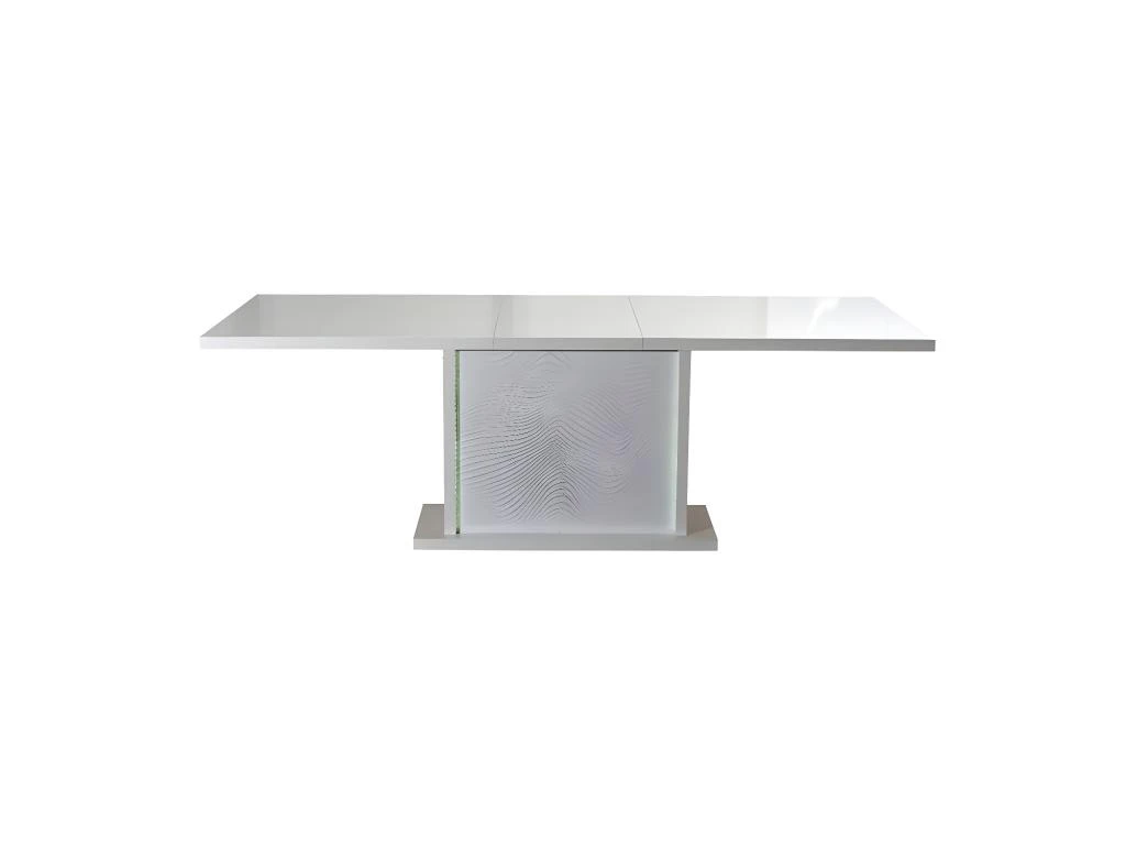 Table De Repas à Allonge Laqué Blanc à LEDs - MARKS 3 Table De Repas à Allonge Laqué Blanc à LEDs - MARKS – Image 3