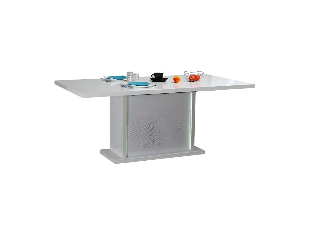 Table De Repas à Allonge Laqué Blanc à LEDs - MARKS 6 Table De Repas à Allonge Laqué Blanc à LEDs - MARKS – Image 6