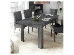 Table De Repas à Allonge Béton Ciré Foncé - LUBIO