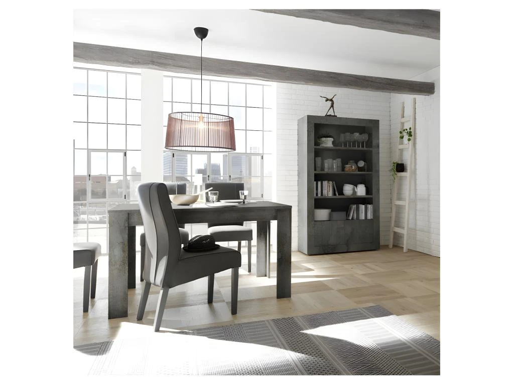 Table De Repas à Allonge Béton Ciré Foncé - LUBIO 6 Table De Repas à Allonge Béton Ciré Foncé - LUBIO – Image 6