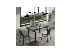 Table De Repas Extensible Verre/Noir Mat - POKENO -Deco.fr Soldes Boutique table a manger 17998991
