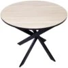 Table à Manger Ronde Fixe, 90x90x77cm, Capacité Jusqu'à 4 Personnes, Couleur Chêne Et Noir, Pieds Métalliques Couleur Noir Laqué Mat -Deco.fr Soldes Boutique table a manger 18005499