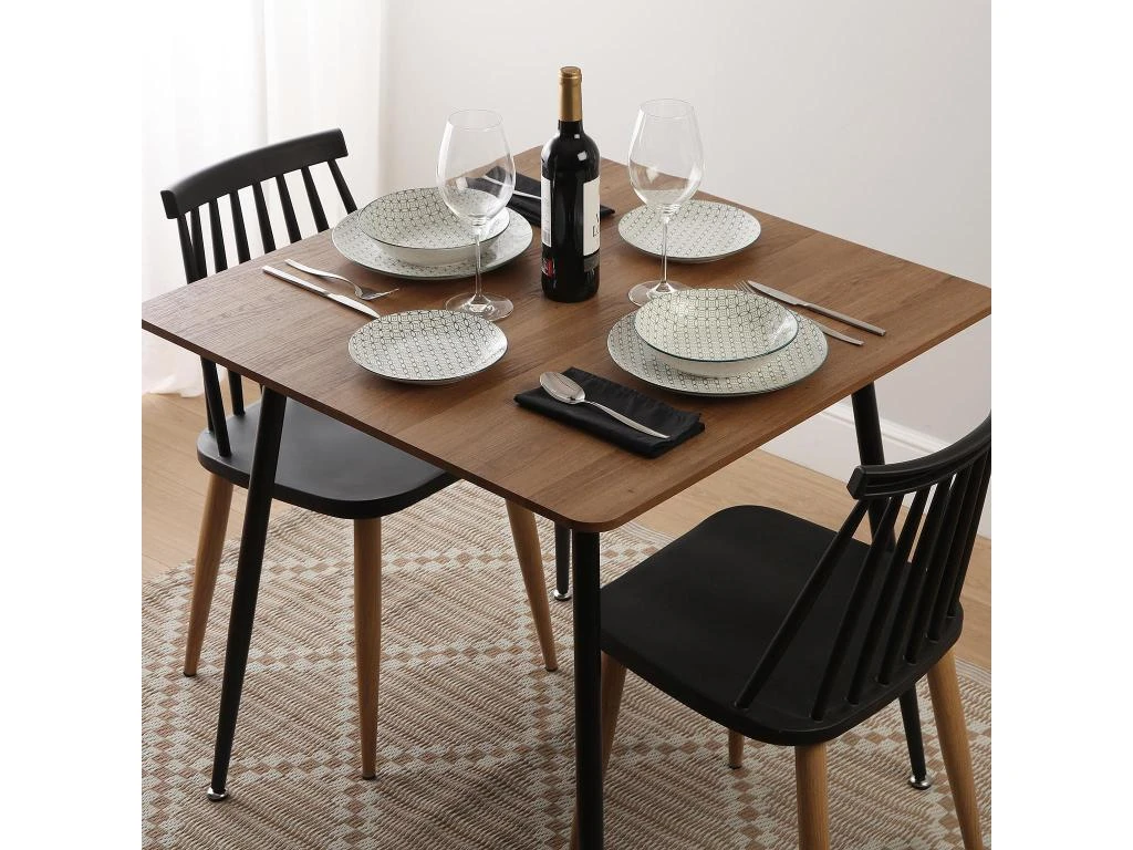 Table De Salle à Manger Iulia, 75 X 80 X 80 Cm, Bois, PVC Et Métal, Marron Et Noir 2 Table De Salle à Manger Iulia, 75 X 80 X 80 Cm, Bois, PVC Et Métal, Marron Et Noir – Image 2