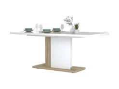 Table De Repas Avec Allonges Blanc Laqué/Chêne Doré 180*90 Cm - STAIN -Deco.fr Soldes Boutique table a manger 18316755