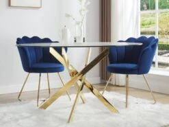 Table à Manger Ronde 4 Couverts En Verre Trempé Et Métal Doré - Transparent - COSIMA 9 Table à Manger Ronde 4 Couverts En Verre Trempé Et Métal Doré - Transparent - COSIMA -Deco.fr Soldes Boutique table a manger 18364859