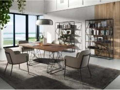 Table à Manger Rectangle Et Acier Noir 1107 ANGEL CERDA -Deco.fr Soldes Boutique table a manger 18422763