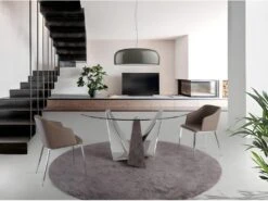 Table à Manger En Verre Et Acier Chromé 1042 ANGEL CERDA -Deco.fr Soldes Boutique table a manger 18423503