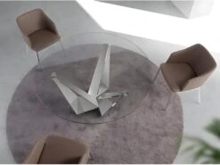 Table à Manger En Verre Et Acier Chromé 1042 ANGEL CERDA -Deco.fr Soldes Boutique table a manger 18423505