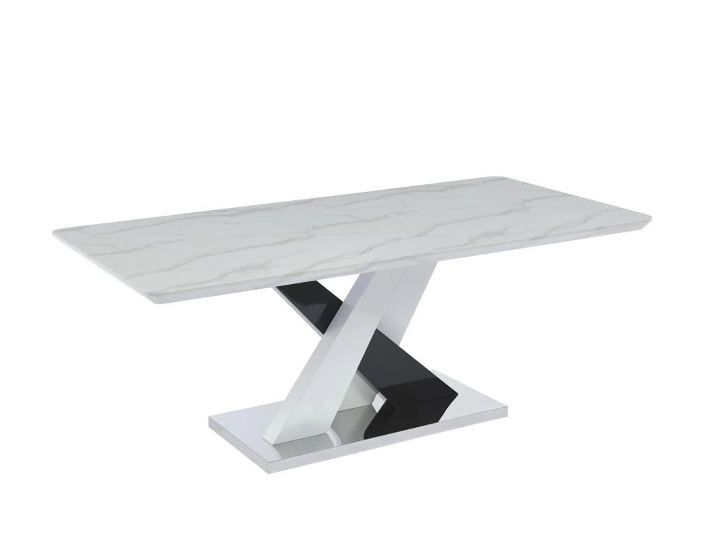 Table à Manger 8 Couverts En MDF Et Acier Inoxydable - Effet Marbre Blanc Et Noir - EVAELA 4 Table à Manger 8 Couverts En MDF Et Acier Inoxydable - Effet Marbre Blanc Et Noir - EVAELA – Image 4