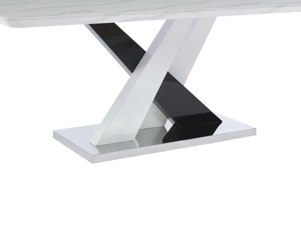 Table à Manger 8 Couverts En MDF Et Acier Inoxydable - Effet Marbre Blanc Et Noir - EVAELA 6 Table à Manger 8 Couverts En MDF Et Acier Inoxydable - Effet Marbre Blanc Et Noir - EVAELA – Image 6