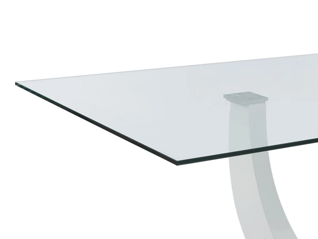 Table à Manger 8 Couverts En Verre Trempé, MDF Et Acier Inoxydable - Blanc - MEZZO II 5 Table à Manger 8 Couverts En Verre Trempé, MDF Et Acier Inoxydable - Blanc - MEZZO II – Image 5