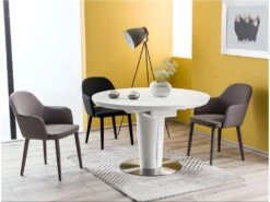 Table à Manger Extensible 120-160 X 120 X 76 Cm - Blanc