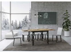 Table Extensible Portefeuille 90x90/180 Cm Karamay Libra Chêne Nature Cadre Anthracite -Deco.fr Soldes Boutique table a manger 18957455