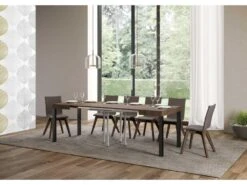 Table Extensible 90x90/246 Cm Everyday Noyer Cadre Anthracite -Deco.fr Soldes Boutique table a manger 18957735
