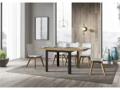 Table Extensible Portefeuille 90x90/180 Cm Linea Libra Chêne Nature Cadre Anthracite -Deco.fr Soldes Boutique table a manger 18957769
