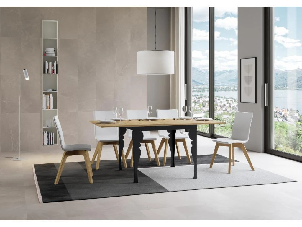 Table Extensible Portefeuille 90x90/180 Cm Paxon Libra Chêne Nature Cadre Anthracite 3 Table Extensible Portefeuille 90x90/180 Cm Paxon Libra Chêne Nature Cadre Anthracite – Image 3
