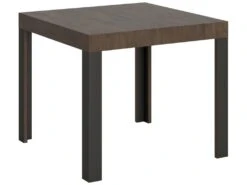 Table Extensible 90x90/246 Cm Linea Noyer Cadre Anthracite