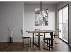 Table Extensible Portefeuille 90x90/180 Cm Tecno Libra Noyer Cadre Anthracite -Deco.fr Soldes Boutique table a manger 18959235