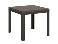 Table Extensible Portefeuille 90x90/180 Cm Linea Libra Noyer Cadre Anthracite