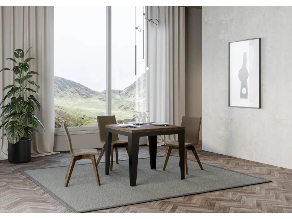 Table Extensible Portefeuille 90x90/180 Cm Flame Libra Noyer Cadre Anthracite 2 Table Extensible Portefeuille 90x90/180 Cm Flame Libra Noyer Cadre Anthracite – Image 2