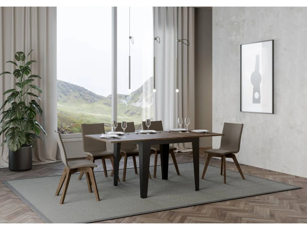 Table Extensible Portefeuille 90x90/180 Cm Flame Libra Noyer Cadre Anthracite 3 Table Extensible Portefeuille 90x90/180 Cm Flame Libra Noyer Cadre Anthracite – Image 3