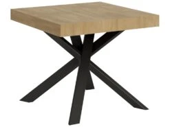 Table Extensible 90x90/194 Cm Clerk Dessus Chêne Nature Pieds Anthracite