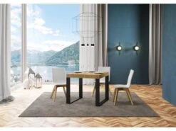 Table Extensible 90x90/246 Cm Tecno Chêne Nature Cadre Anthracite -Deco.fr Soldes Boutique table a manger 18960583