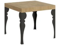 Table Extensible 90x90/246 Cm Paxon Chêne Nature Cadre Anthracite