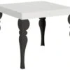 Table Extensible 90x90/246 Cm Paxon Frêne Blanc Cadre Anthracite