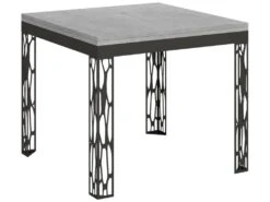 Table Extensible Portefeuille 90x90/180 Cm Ghibli Libra Ciment Cadre Anthracite
