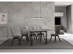 Table Extensible Portefeuille 90x90/180 Cm Ghibli Libra Ciment Cadre Anthracite -Deco.fr Soldes Boutique table a manger 18961357