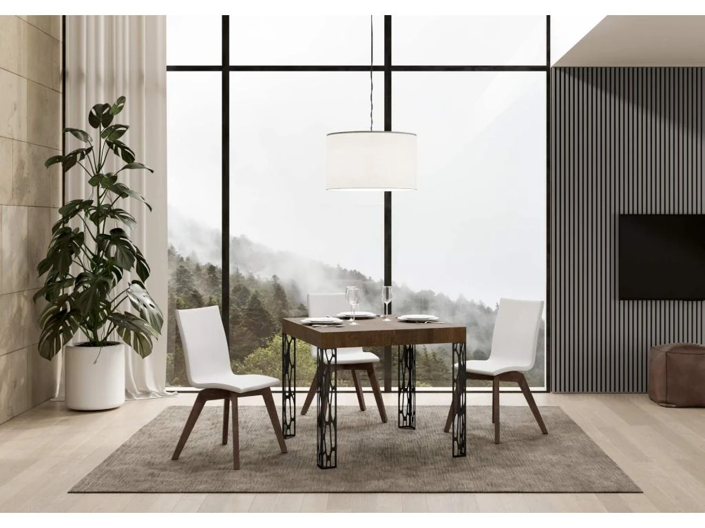 Table Extensible 90x90/246 Cm Ghibli Noyer Cadre Anthracite 2 Table Extensible 90x90/246 Cm Ghibli Noyer Cadre Anthracite – Image 2