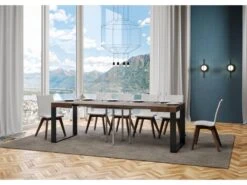 Table Extensible 90x90/246 Cm Tecno Noyer Cadre Anthracite -Deco.fr Soldes Boutique table a manger 18963089