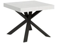 Table Extensible 90x90/194 Cm Clerk Dessus Frêne Blanc Pieds Anthracite