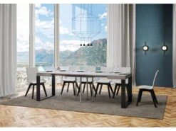 Table Extensible 90x90/246 Cm Tecno Ciment Cadre Anthracite -Deco.fr Soldes Boutique table a manger 18963593