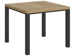 Table Extensible Portefeuille 90x90/180 Cm Everyday Libra Chêne Nature Cadre Anthracite