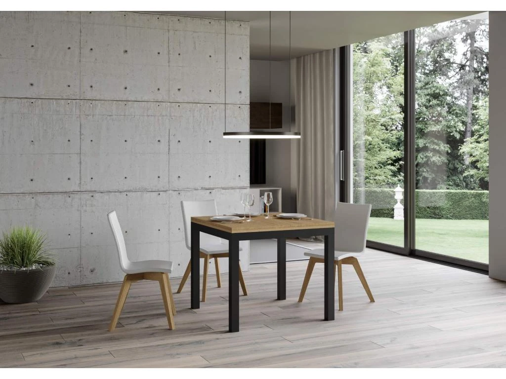 Table Extensible Portefeuille 90x90/180 Cm Everyday Libra Chêne Nature Cadre Anthracite 2 Table Extensible Portefeuille 90x90/180 Cm Everyday Libra Chêne Nature Cadre Anthracite – Image 2