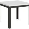 Table Extensible Portefeuille 90x90/180 Cm Linea Libra Frêne Blanc Cadre Anthracite
