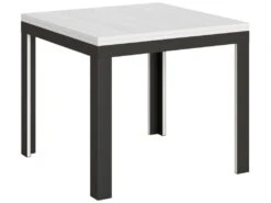 Table Extensible Portefeuille 90x90/180 Cm Linea Libra Frêne Blanc Cadre Anthracite